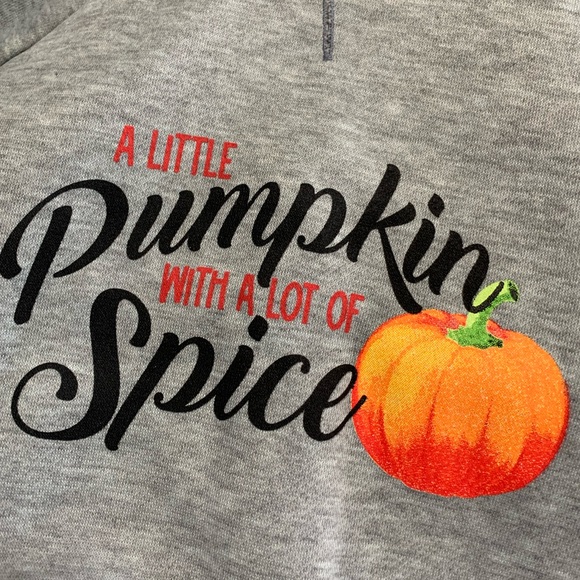 3/$10 Medium Size Dog Puppy Halloween Pumpkin Spice Gray Hooded Sweatshirt NWOT - Picture 2 of 10